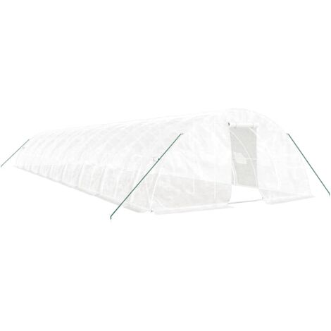 Serre tente abri plante fleur légumes avec cadre en acier 90 m² 18 x 5 x 2,3 m blanc (1/5)