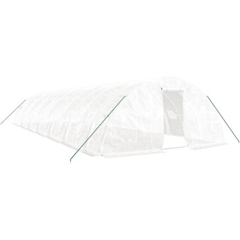 Serre tente abri plante fleur légumes avec cadre en acier 70 m² 14 x 5 x 2,3 m blanc (1/5)