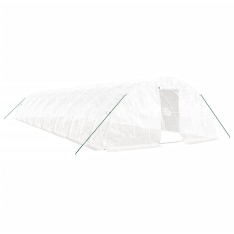 Serre tente abri plante fleur légumes avec cadre en acier 80 m² 16 x 5 x 2,3 m blanc (1/5)