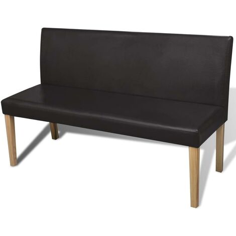 Banquette pouf tabouret meuble banc marron foncé synthétique