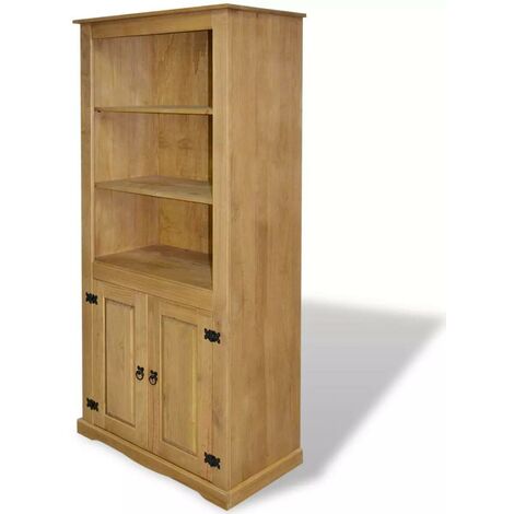Helloshop26 – Buffet en pin massif mexicain 170 cm – 3 étagères ouvertes – Armoire avec 2 étagères – Style rustique Corona (1/5)