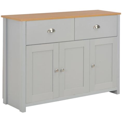 Helloshop26 – Buffet bahut armoire console gris 112 cm – Aggloméré mélaminé – 2 tiroirs et 3 portes – Rangement optimisé pour intérieur (1/5)