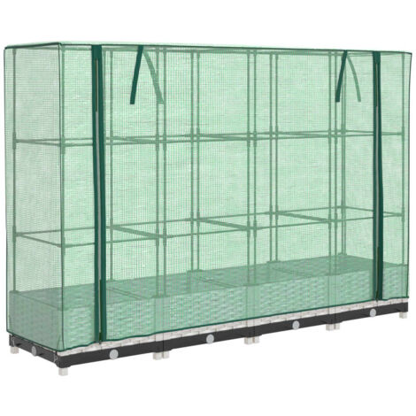 Jardinière bac lit surélevé plantes fleurs terrasse jardin surélevée avec housse aspect rotin 160 x 40 x 123 cm blanc (1/5)