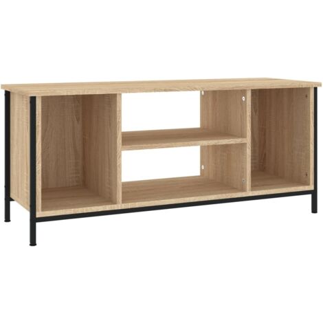 Meuble TV multimédia étagère télévision buffet téléviseur salle à manger salon chambre chêne sonoma 102 x 35 x 45 cm bois d'ingénierie brun (1/5)