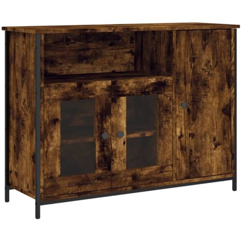 Buffet bahut commode armoire meuble de rangement organisateur cuisine salle de séjour salon 100 x 35 x 75 cm bois d'ingénierie marron (1/5)