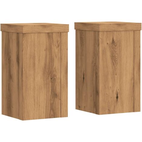 Supports pour plantes meuble fleurs lot de 2 artisanal bois d'ingénierie marron (1/5)