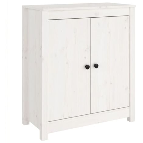 Buffet bahut commode armoire meuble de rangement organisateur cuisine salle de séjour salon 70 x 35 x 80 cm bois massif de pin blanc (1/5)