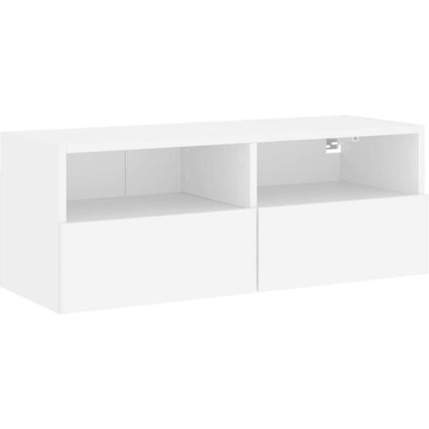 Meuble TV multimédia étagère télévision buffet téléviseur salle à manger salon chambre mural 80 x 30 x 30 cm bois d'ingénierie blanc (1/5)