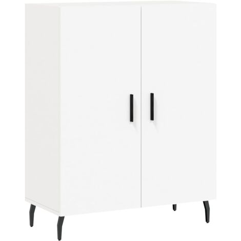 Buffet bahut commode armoire meuble de rangement organisateur cuisine salle de séjour salon 69,5 x 34 x 90 cm bois d'ingénierie blanc (1/5)