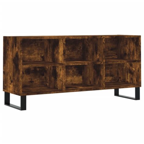 Meuble TV multimédia étagère télévision buffet téléviseur salle à manger salon chambre chêne fumé 103,5 x 30 x 50 cm bois d'ingénierie brun (1/5)
