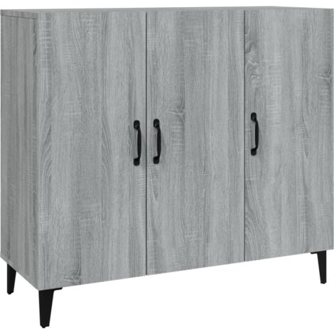Buffet bahut commode armoire meuble de rangement organisateur cuisine salle de séjour salon sonoma 90 x 34 x 80 cm bois d'ingénierie gris (1/5)