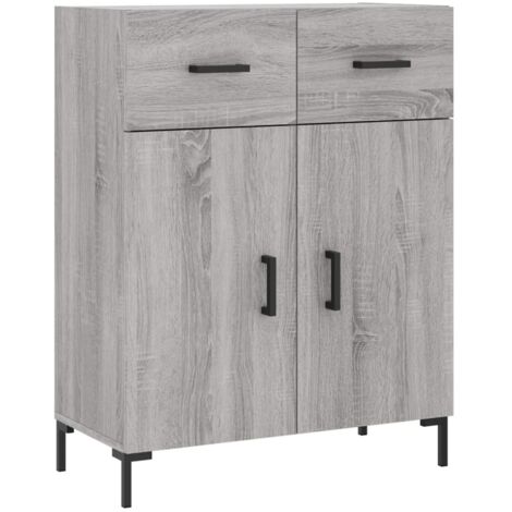 Buffet bahut commode armoire meuble de rangement organisateur cuisine salle de séjour salon sonoma 69,5 x 34 x 90 cm bois d'ingénierie gris (1/5)