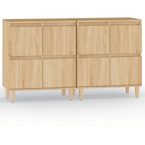 Buffet bahut commode armoire meuble de rangement organisateur cuisine salle de séjour salons lot de 2 sonoma 60 x 35 x 70 cm bois d'ingénierie marron (1/5)