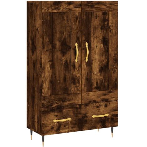 Buffet bahut commode armoire meuble de rangement organisateur cuisine salle de séjour salon haut 69,5 x 31 x 115 cm bois d'ingénierie marron (1/5)