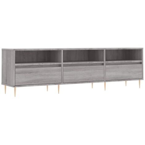 Meuble TV multimédia étagère télévision buffet téléviseur salle à manger salon chambre sonoma 150 x 30 x 44,5 cm bois d'ingénierie gris (1/5)