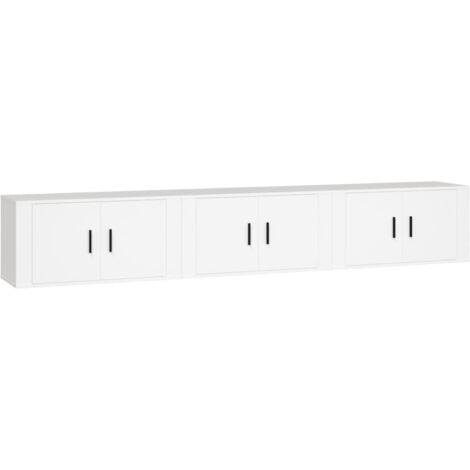 Meubles TV muraux multimédia étagère télévision buffet téléviseur salle à manger salon chambre 3 pièces 80 x 34,5 x 40 cm blanc (1/5)