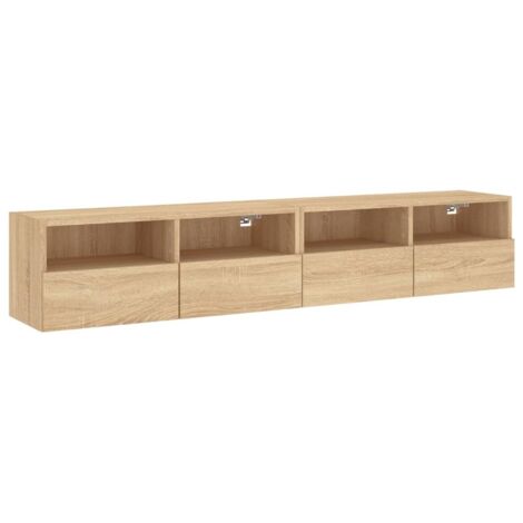 Meubles TV muraux multimédia étagère télévision buffet téléviseur salle à manger salon chambre 2 pièces chêne sonoma 80 x 30 x 30cm bois ingénierie brun (1/5)