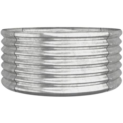 Jardinière bac lit surélevé plantes fleurs terrasse jardin de jardin acier enduit de poudre 80 x 80 x 36 cm Argenté Argent (1/3)