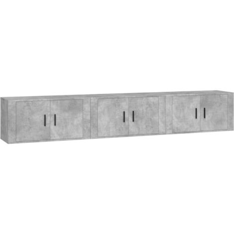 Meubles TV muraux multimédia étagère télévision buffet téléviseur salle à manger salon chambre 3 pièces 80 x 34,5 x 40 cm gris (1/5)