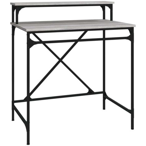 Bureau table poste de travail meuble d'ordinateur informatique étude sonoma 80 x 50 x 90 cm bois d'ingénierie et fer gris (1/5)