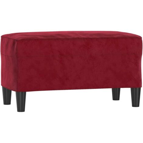 Banc banquette rouge bordeau x 70 x 35 x 41 cm velours (1/5)