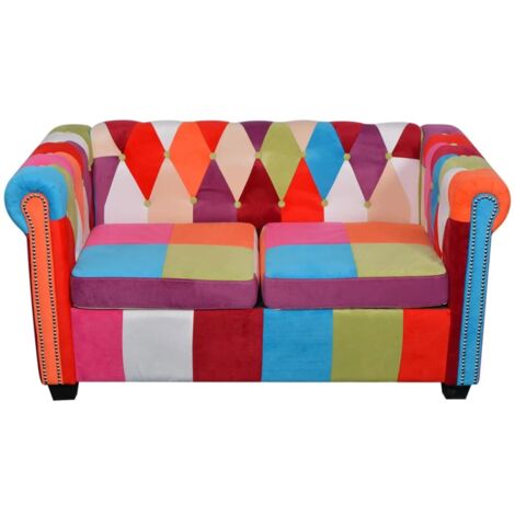Canapé chesterfield 2 places tissu (1/4)