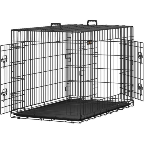 Cage pour chiens 2 portes pliable transportable avec poignées et plateau format XXXL 122 x 76 x 81 cm noir
