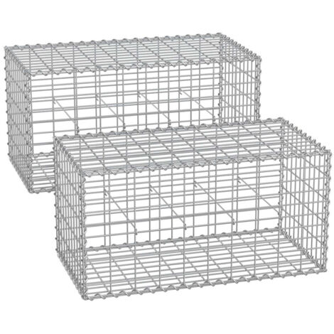 gabion à pierres cage métallique maille fine 5 x 10 cm acier galvanisé antirouille 100 x 90 x 30 cm cloison murale décoration jardin (1/4)