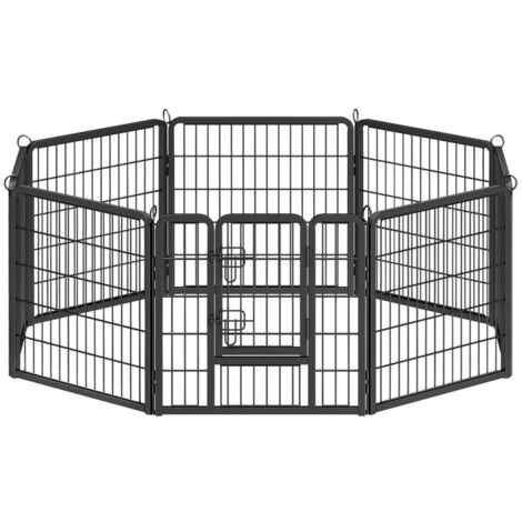 Parc pour chien clôture pour animaux acier et panneaux d’aggloméré porte coulissante à double loquet taille xxl 122 x 80 x 70 cm noir (1/5)