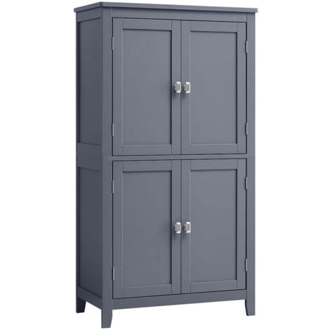 Armoire de salle de bain placard de cuisine meuble de rangement avec 2 tiroirs et 2 portes étagères réglables 30 x 60 x 110 cm gris (1/4)