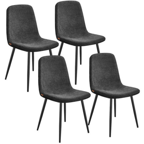 Chaises de salle à manger lot de 4 support métallique pieds réglables nettoyage facile chaises de cuisine tissu chenille PU texturé gris (1/5)