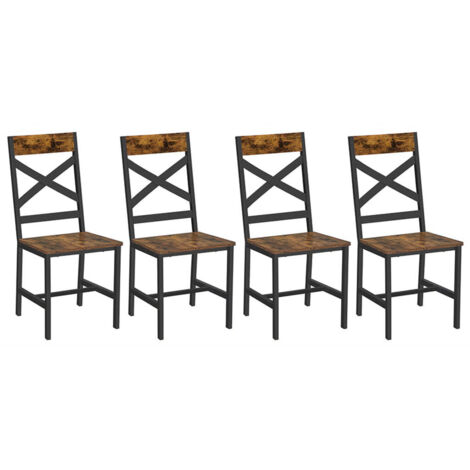 Chaises de salle à manger lot de 4 sièges de cuisine cadre en acier ergonomique style industriel pour salon cuisine marron (1/5)