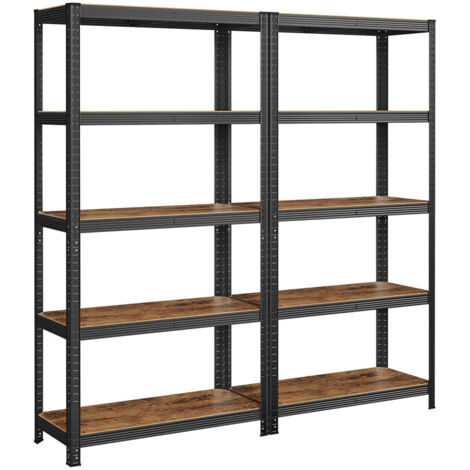 Étagère charge lourde métallique 180 x 90 x 40 cm 5 niveaux charge totale 875 kg (175 kg/niveau) étagère de rangement planches réglables pour garage cave noir 120... (1/4)