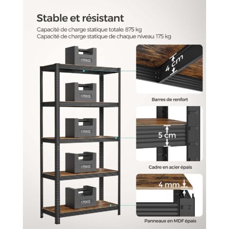 SMART REGALY - Étagère - Large étagère - Nombre D'étagères : 5-180 X 90 X 60 Cm - Capacité