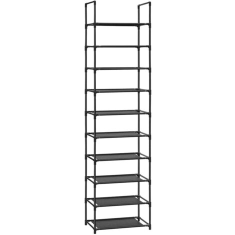 Étagère chaussure à 5 niveaux range-chaussure porte-chaussure 28 x 45 x 89 cm meuble de rangement cadre en métal en tissu non-tissé pour entrée chambre couloir noir (1/5)