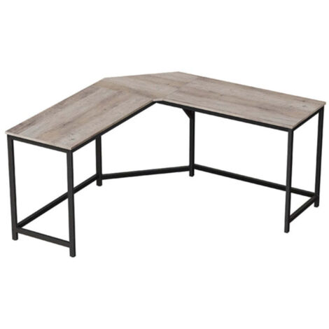 Bureau d’angle 149 x 149 x 76 cm table en forme de L pour travailler et réviser bureau à domicile gain d'espace montage facile style industriel grège et noir (1/2)