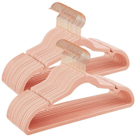 Cintres en velours lot de 30 antiglisse avec encoches barre pour pantalons crochet pivotant à 360° gain de place épaisseur 06 cm longueur de 43 cm rose (1/5)