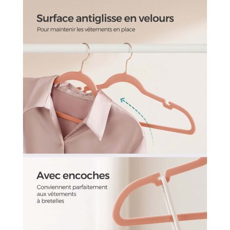 Lot De 22 Cintres Velours Rose – Crochets Dorés Pivotants 360° – ManGotree – Antidérapants
