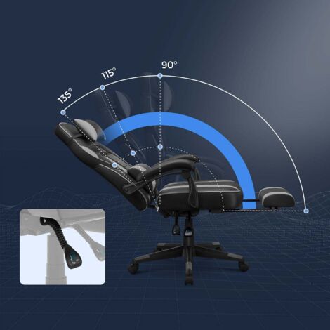 Chaise Gaming Ergonomique,Fauteuil de Bureau avec Dossier Réglable et Élargi,Appuie-tête et Soutien Lombaire,Charge 150 kg,Noir - Informatique