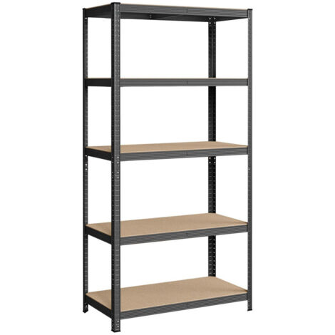 Étagère charge lourde métallique 200 x 100 x 50 cm 5 niveaux charge totale 875 kg (175 kg/niveau) étagère de rangement planches réglables pour garage cave noir (1/5)