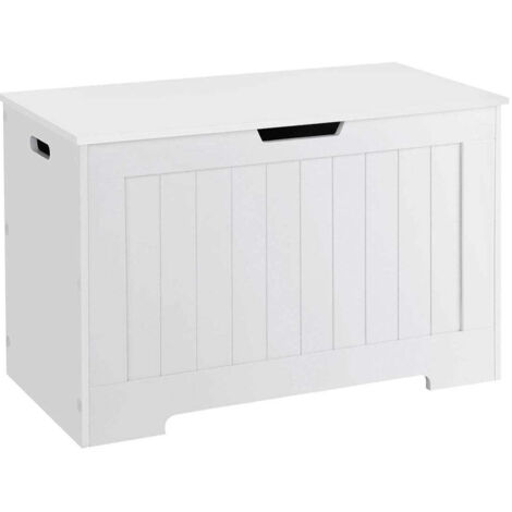 Coffre à jouets coffre de rangement banc de chaussures 76 x 40 x 48 cm meuble de rangement pour jouet bout de lit grande capacité blanc (1/3)