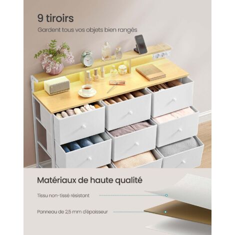 Buffet Chêne Meuble De Rangement Avec 2 Tiroirs 2 Portes 6 Compartiments Et Lumière LED Pour