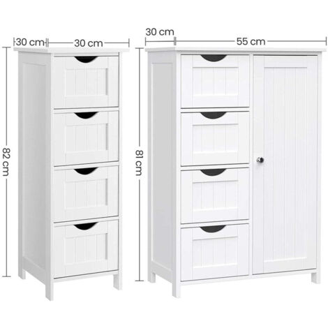 Meuble de salle de bain 30 x 30 x 82 cm placard meuble de rangement tiroirs placard style moderne pour salle de bain salon cuisine blanc (1/2)