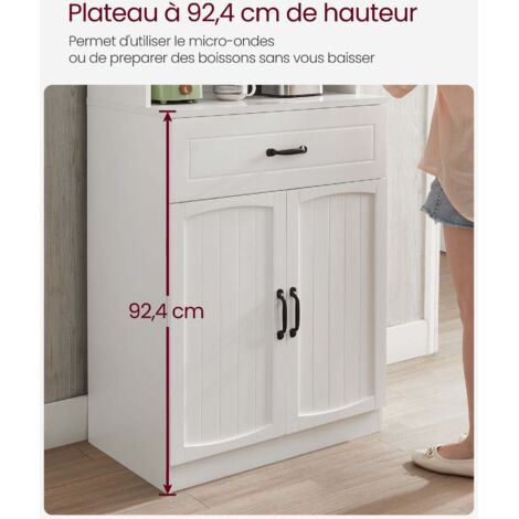 Buffet armoire de cuisine en bois,éclairage LED,Trous de câbles,étagères réglables,Grande capacité,100 x 47 x 187cm,Marron et Gris foncé