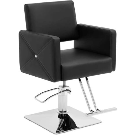 Fauteuil de coiffeur carlisle avec repose-pieds hauteur d'assise 55 cm 150 kg noir acier inoxydable pu contreplaqué mousse noir (1/5)
