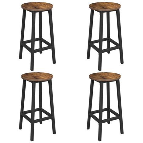 Tabourets hauts lot de 4 chaises de bar siège de cuisine cadre en acier hauteur 65 cm montage facile style industriel marron (1/3)