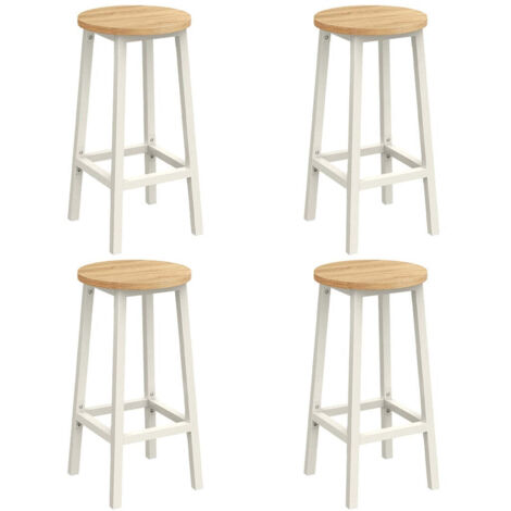Tabourets hauts lot de 4 chaises de bar siège de cuisine cadre en acier hauteur 65 cm montage facile style industriel blanc (1/4)