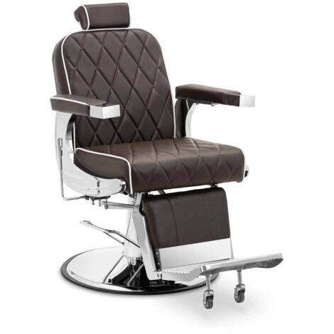 Fauteuil de coiffeur avec repose-pieds 71 cm 150 kg marron acier inoxydable aluminium PVC mousse synthétique marron (1/5)