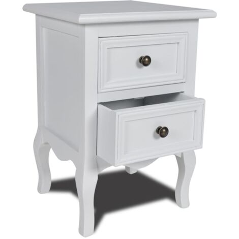 Table de nuit chevet commode armoire meuble chambre avec 2 tiroirs mdf blanc (1/5)