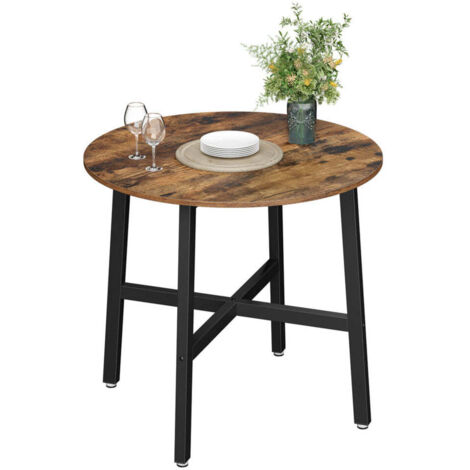 Table à manger carrée LUXS en bois design industriel - 60x60cm - pour 2-4 personnes - Maison